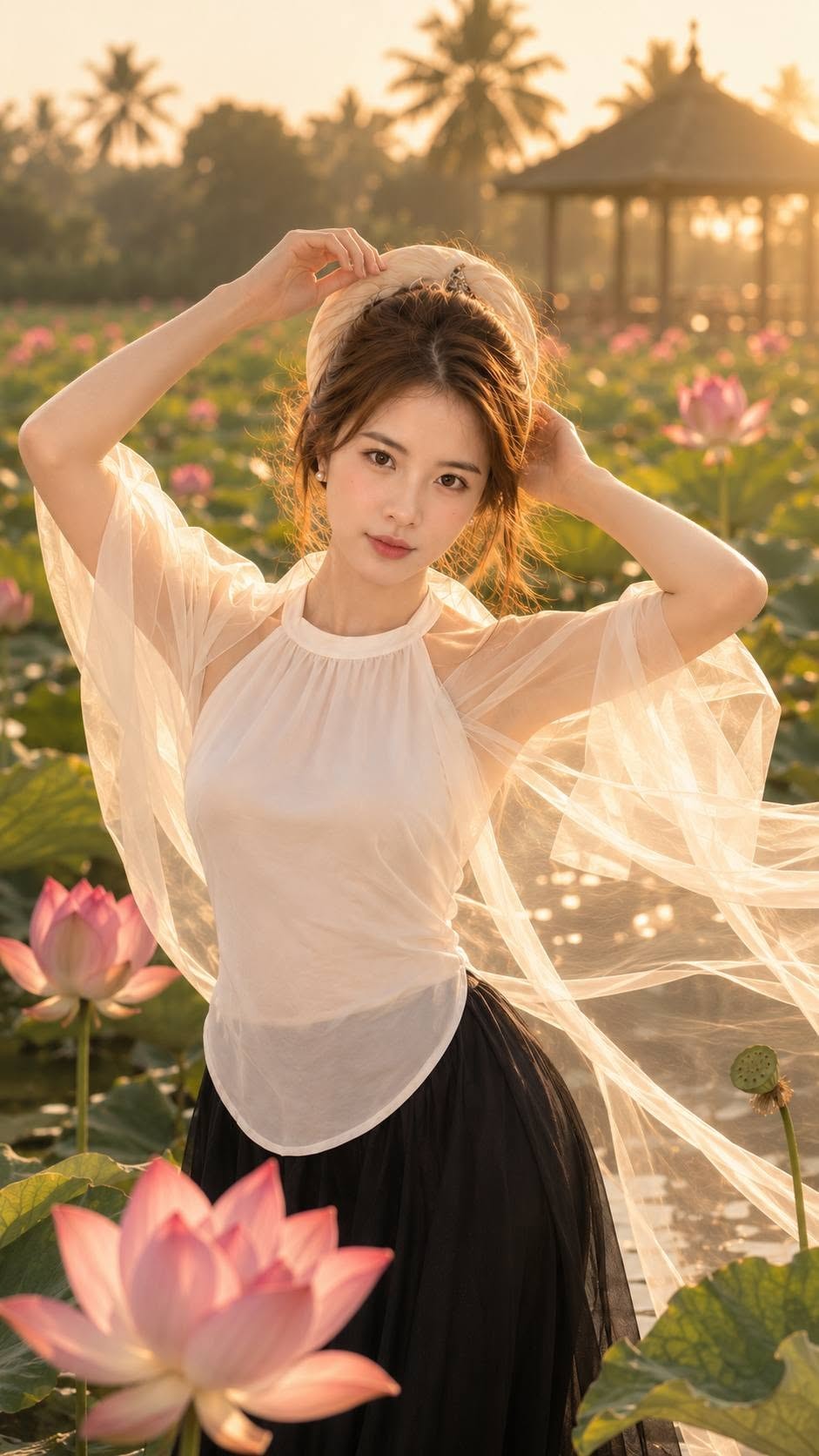 Nàng Thơ Giữa Đầm Sen Hoàng Hôn
