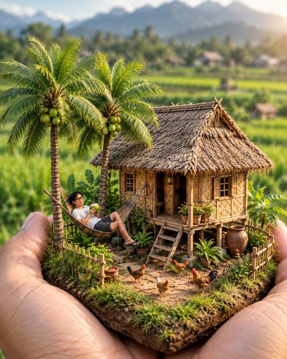 Bình Yên Trong Lòng Bàn Tay – Ngôi Nhà Lá Miền Quê Thu Nhỏ
