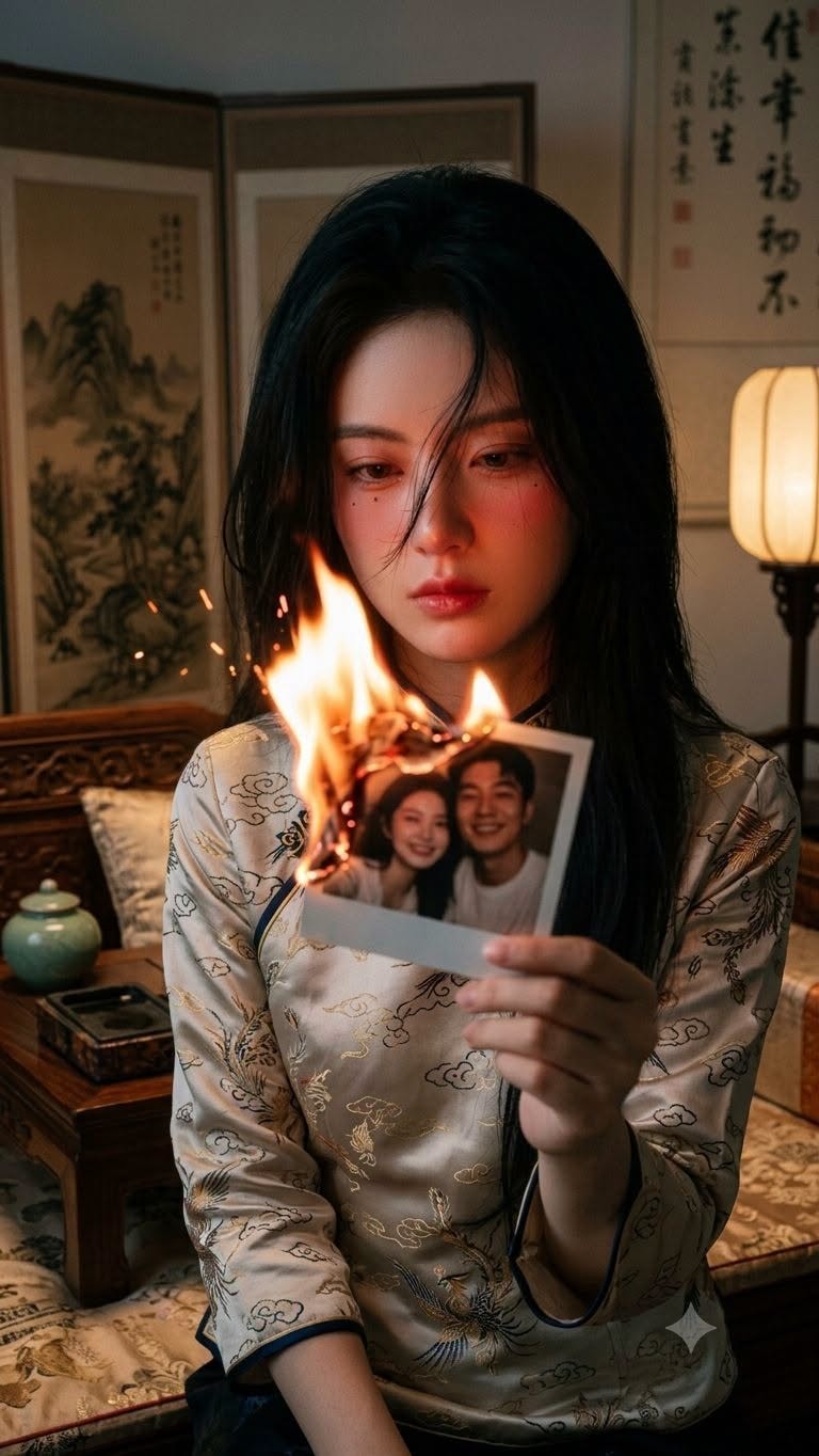 cô gái đốt bức ảnh cùng người yêu